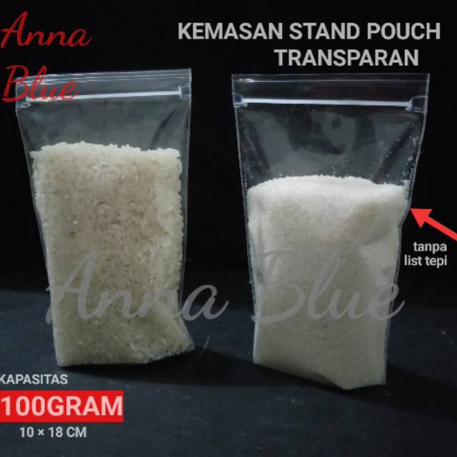 PLASTIK GULA 100GRAM/STAND UP POUCH/KEMASAN SNACK/PLASTIK KLIP