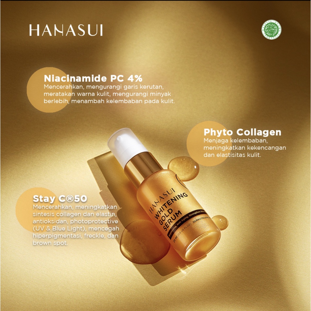 Hanasui Whitening Gold Serum New Look &amp; Improved Formula 20ML BPOM