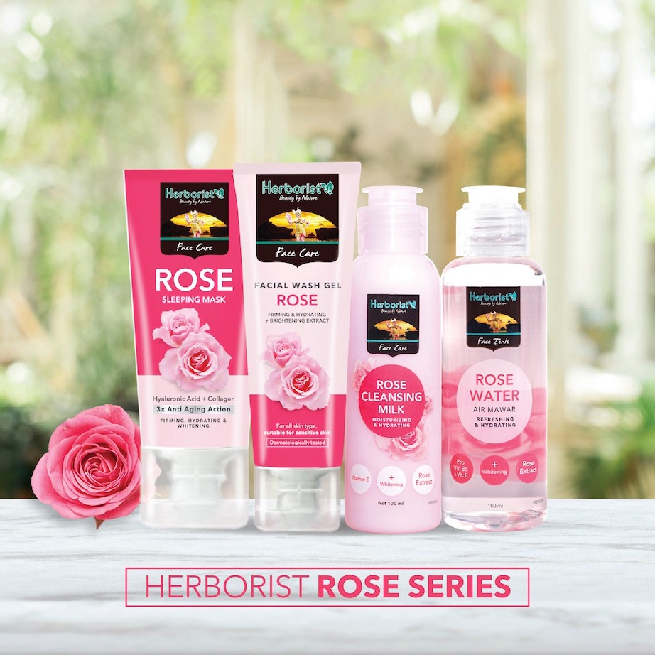 HERBORIST Rose Water and Cleansing Milk-Sleeping Mask-Facial Wash-air mawar herboris (VHI)