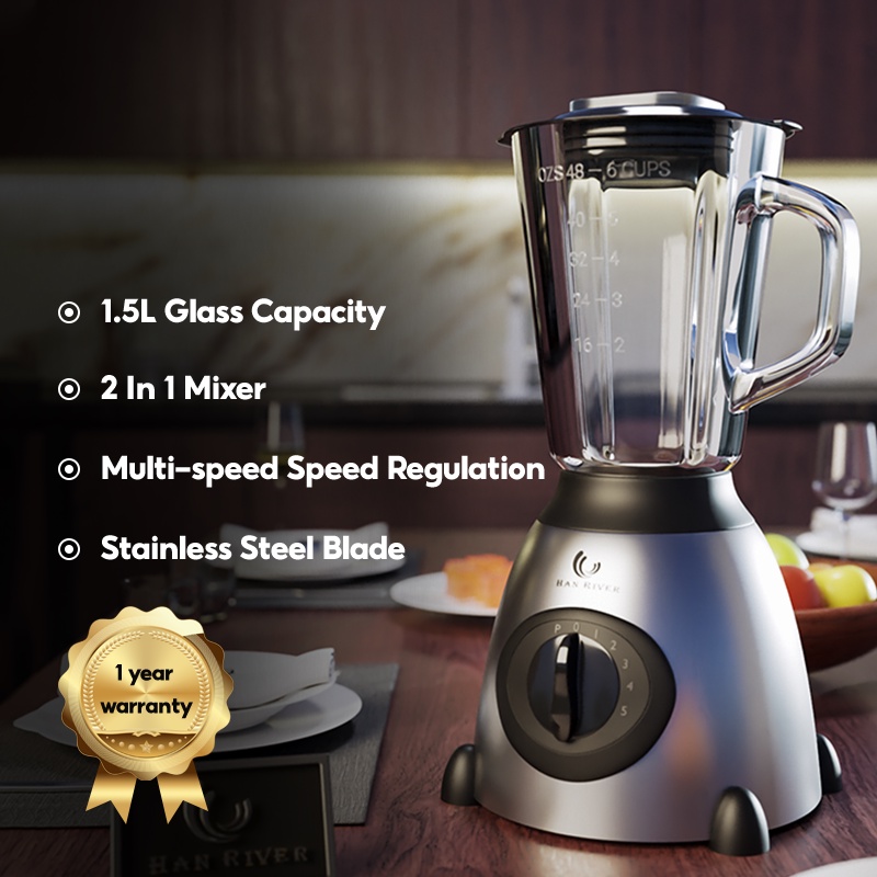 Blender HRPBJ01 PREMIUM KACA  KAPASITAS tinggi 1.5L 300watt（Bisa menghancurkan es batu）