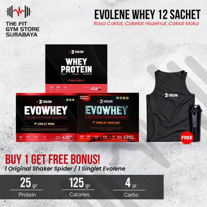 

(BISA COD) Evolene Evowhey 420 Gram 12 Sachet BPOM HALAL- Coklat Moka - CHOCOLATE