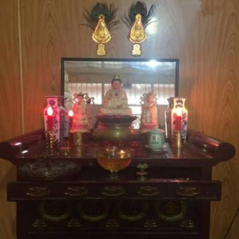 Kimhua / Kim hwa / Kimhue / Kim Hue Nanas Bulu Tempel Di Dinding Altar Sembahyang