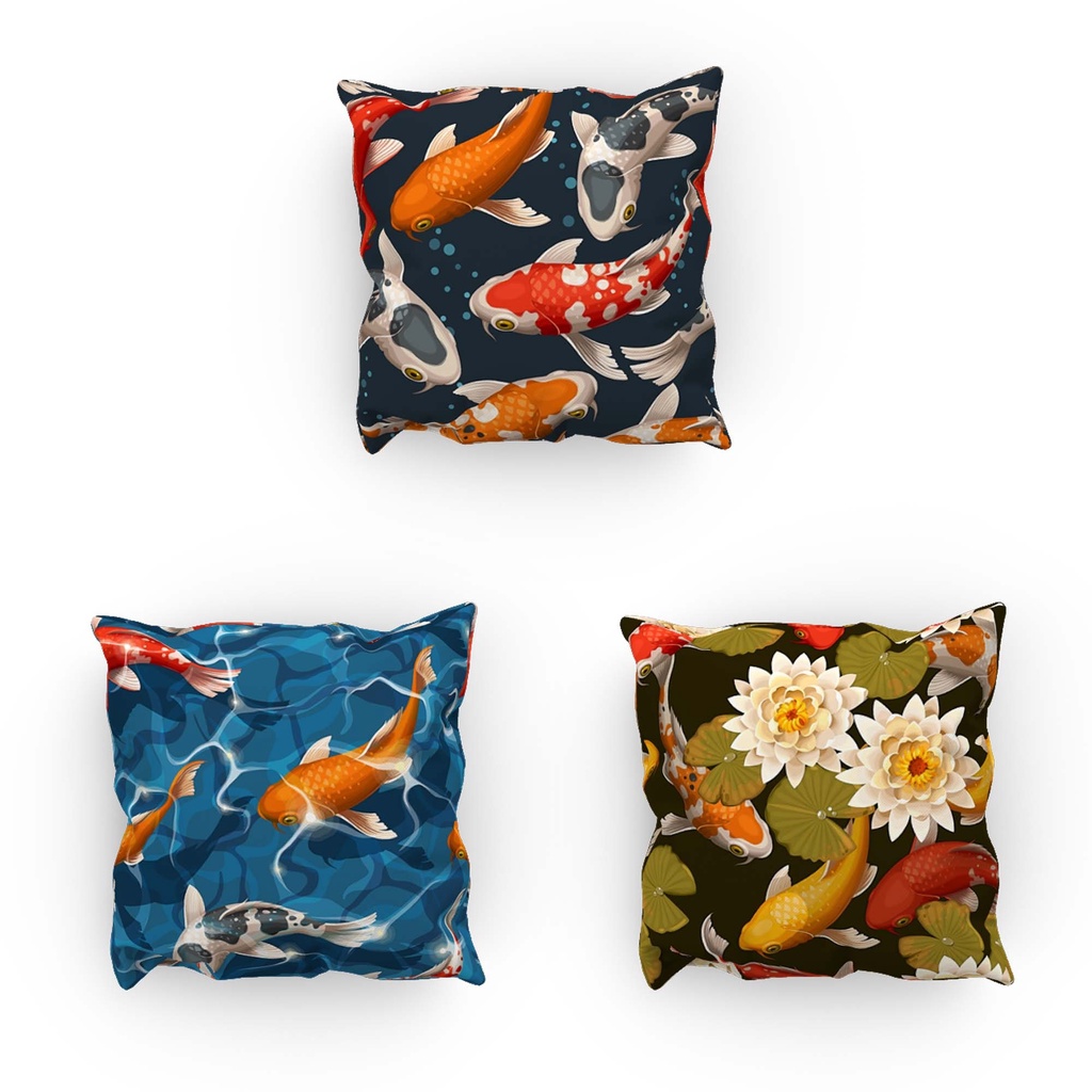 SARUNG BANTAL SOFA PRINT MOTIF IKAN KOI 40X40 CM