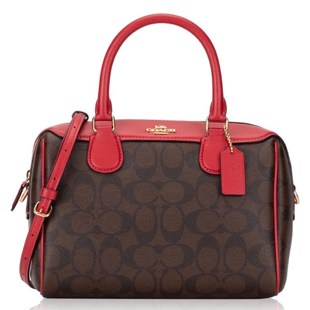 SALE COACH 32203 Signature Mini Bennet Satchel Brown True Red bag bennett tas