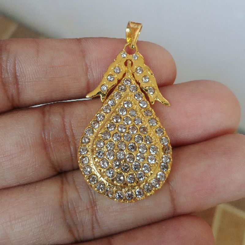 Liontin Bandul Kalung Bulat Mata Minyak Lapis Emas 24k