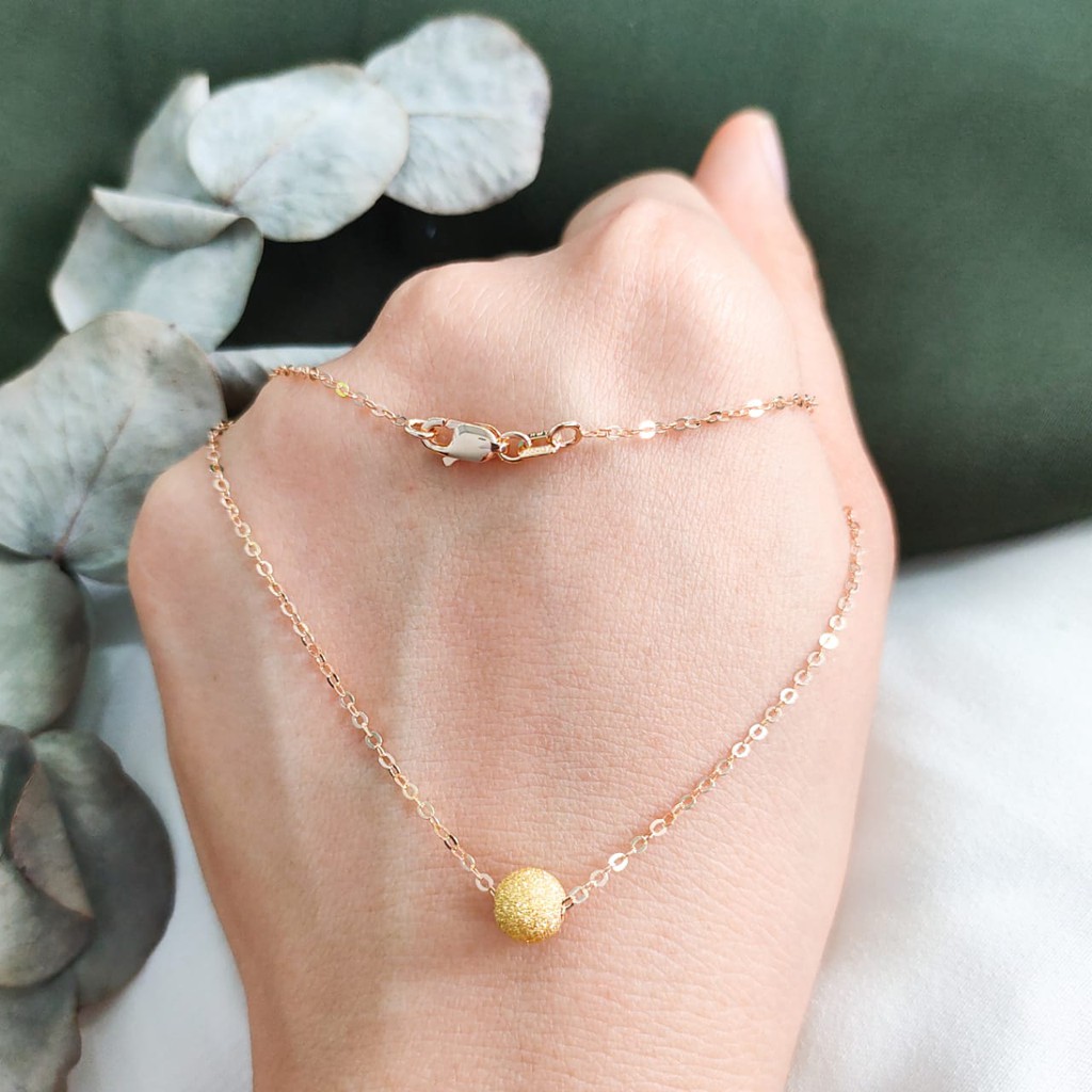 set kalung nory dan liontin bola pasir elegant emas asli