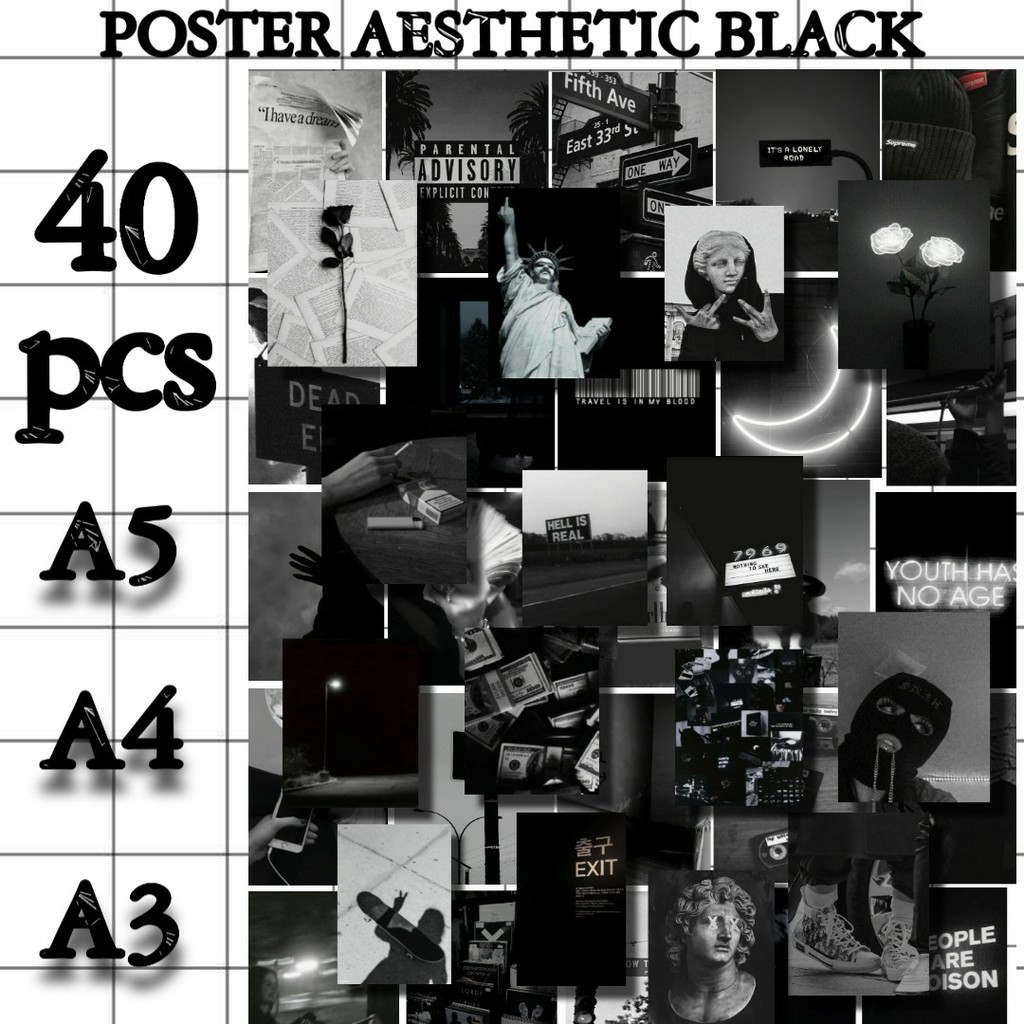 poster black - poster tema gelap - poster dinding aesthetic - paketan poster