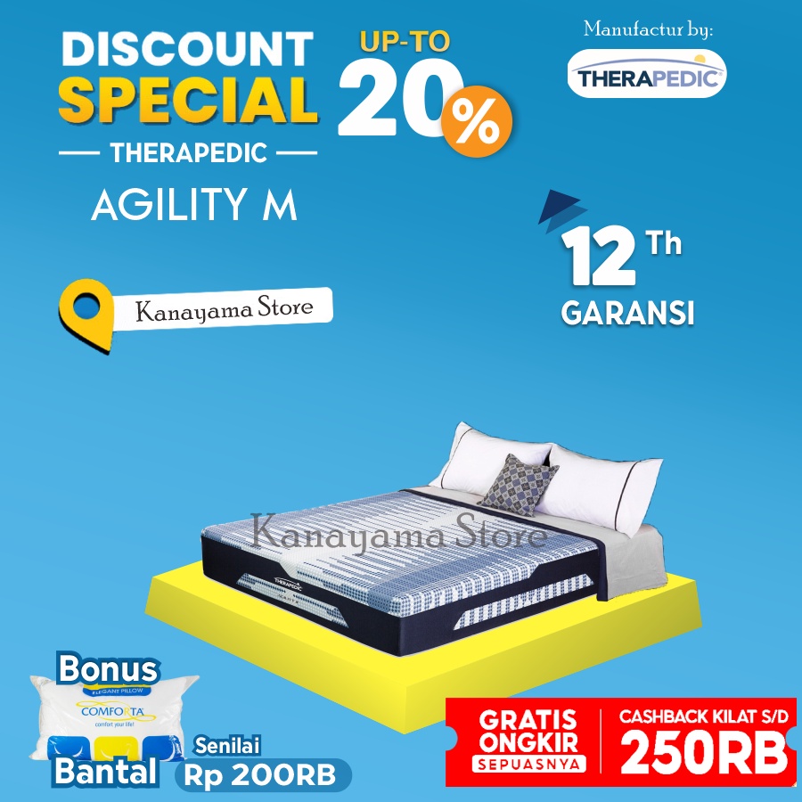 Therapedic Spring Bed Agility X Latex KASUR only 160 180 200 100 x200 - 100*200