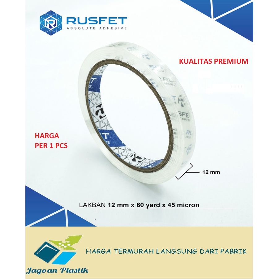 LAKBAN SUPER KUAT BENING PREMIUM RUSFET 12 MM X 60 Y