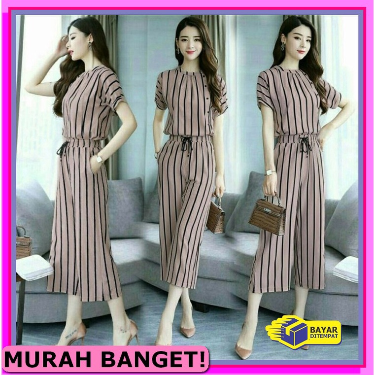 Jumpsuit Wanita Panjang Hijab Import Overall Polos Korea Katun By SE657 Jp Shanghai Milo [Jumpsuit