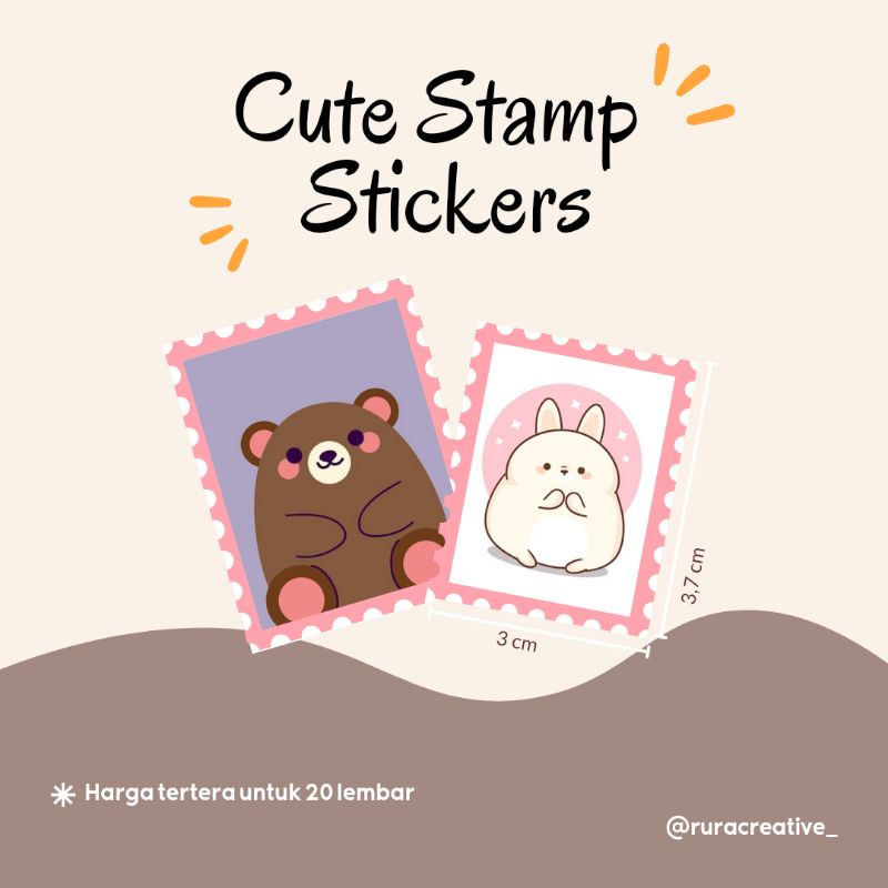 

Sticker Lucu Bentuk Perangko -20 lembar
