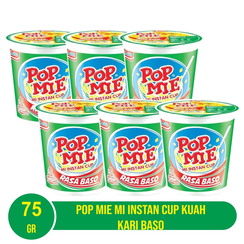 Pop Mie Mi Instan Cup Kuah 75 gr - 6 Pcs