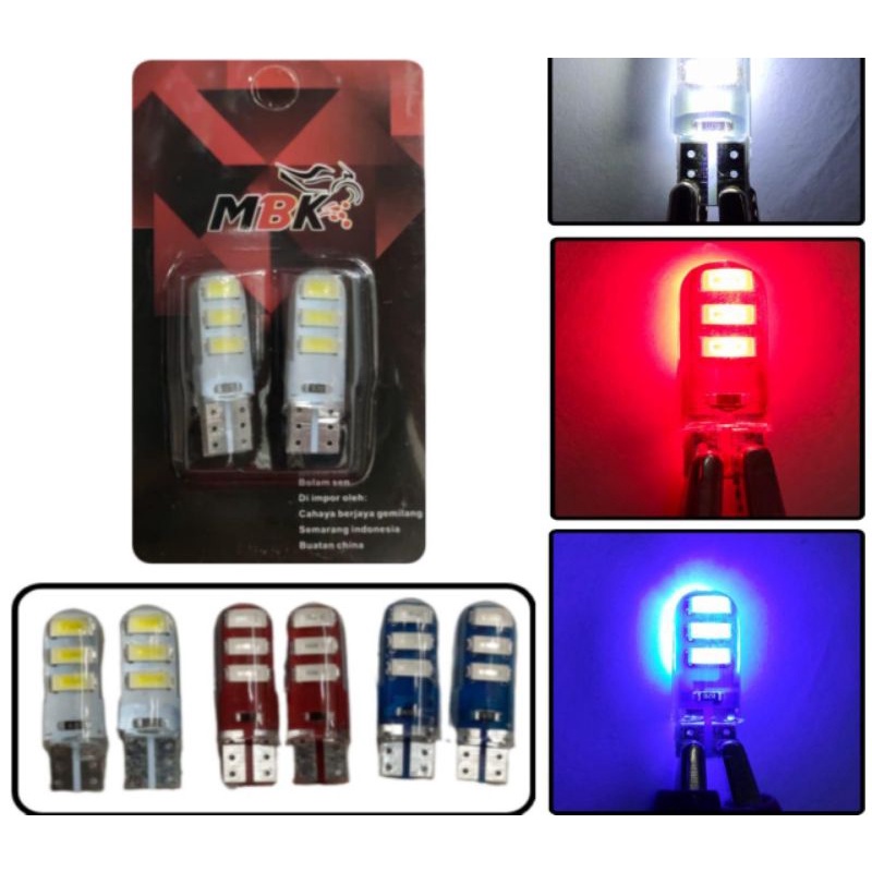 lampu sen jelly non flash LED 6mata biru merah 2biji