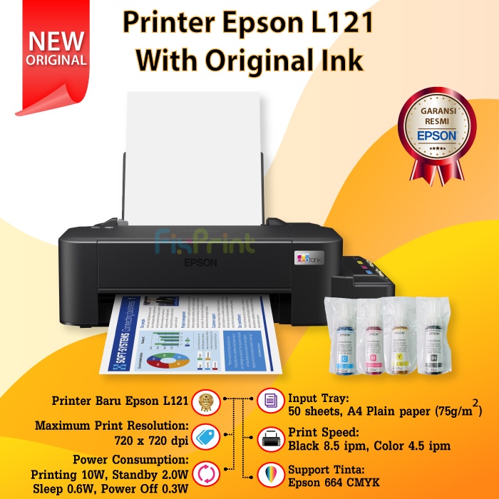 Printer L121 L 121 Print Only Ink Tank A4 New Baru