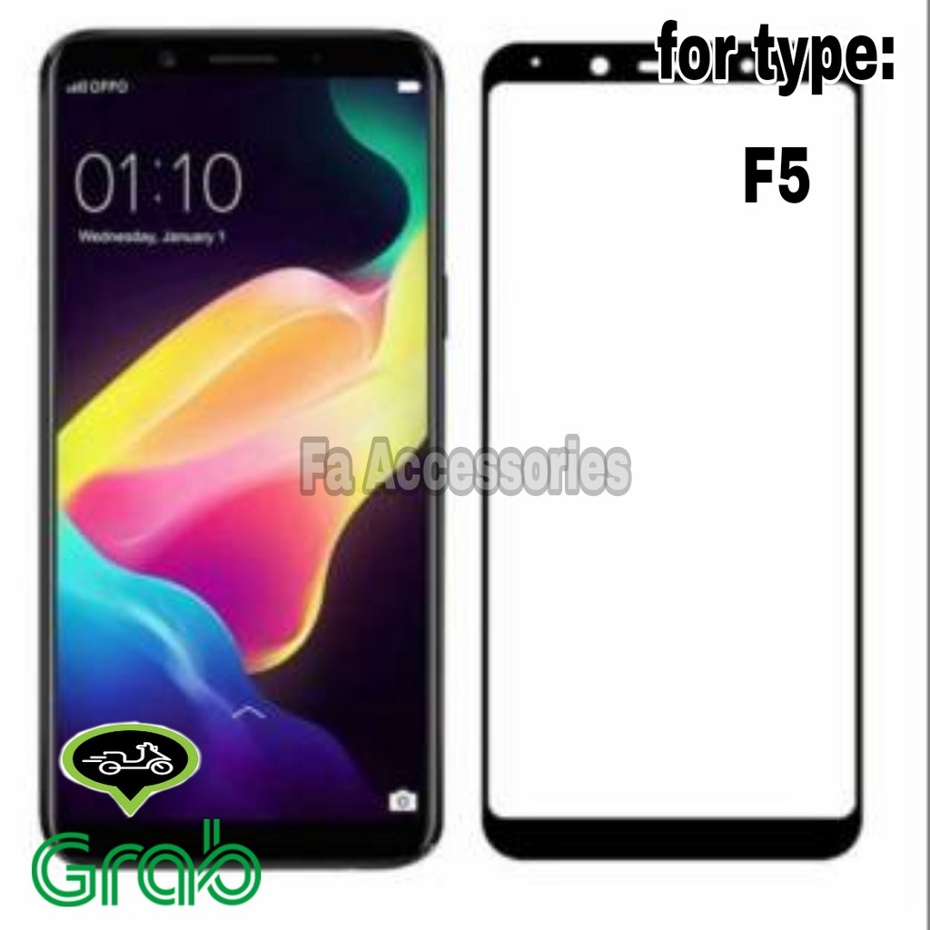 Tempered Glass 5D Full Lem OPPO F5 HITAM / PUTIH SCREEN GUARD FULL GLUE