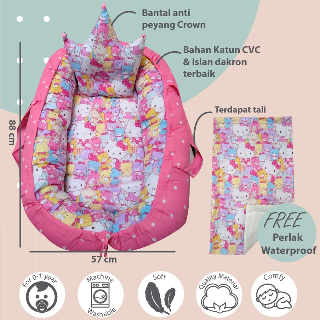 Kasur Bayi Set BESAR Baby NEST Tempat Tidur Bayi Kasur Bayi Free Perlak Waterproof babynest akachan