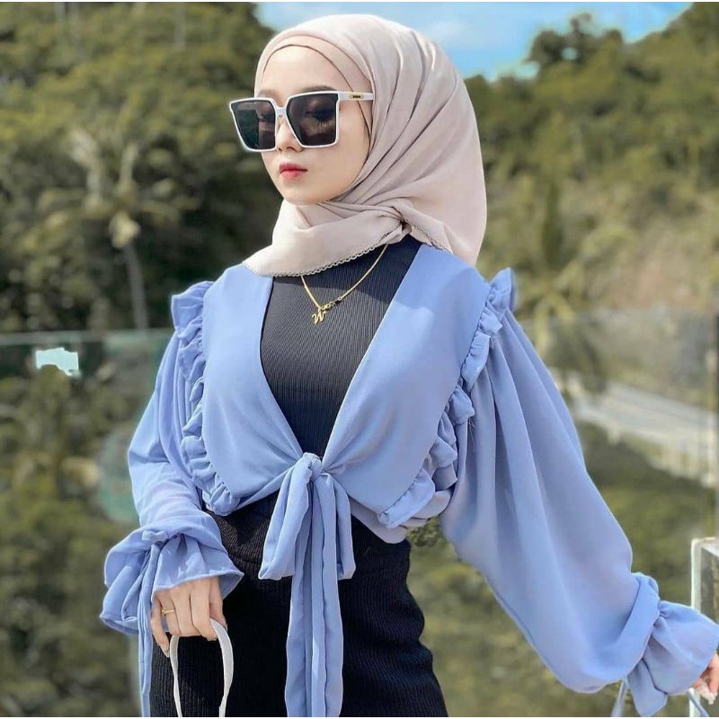 OUTER WANITA KEKINIAN OUTER TERBARU LENGAN BALON OUTER WANITA MUSLIMAH OUTER KEKINIAN TERMURAH