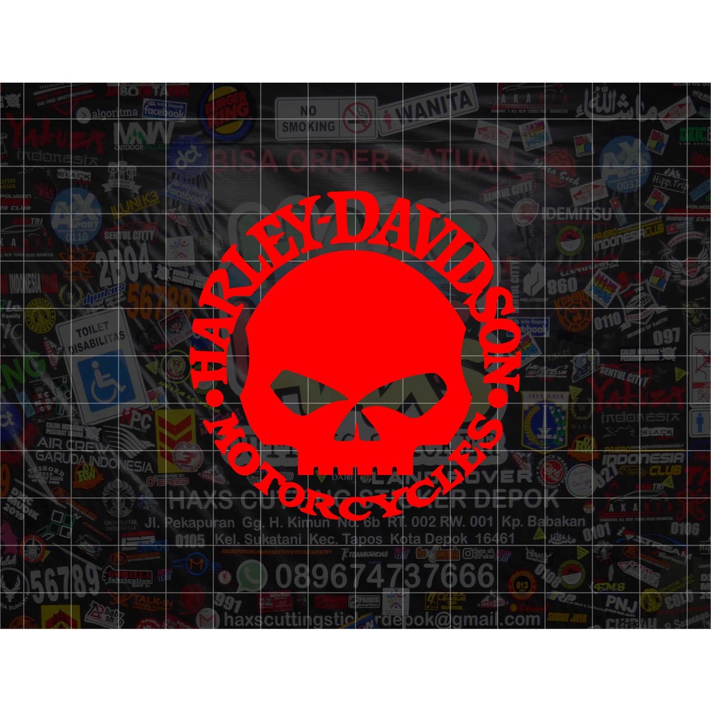 Cutting Sticker Harley Davidson Skull Ukuran 7 Cm