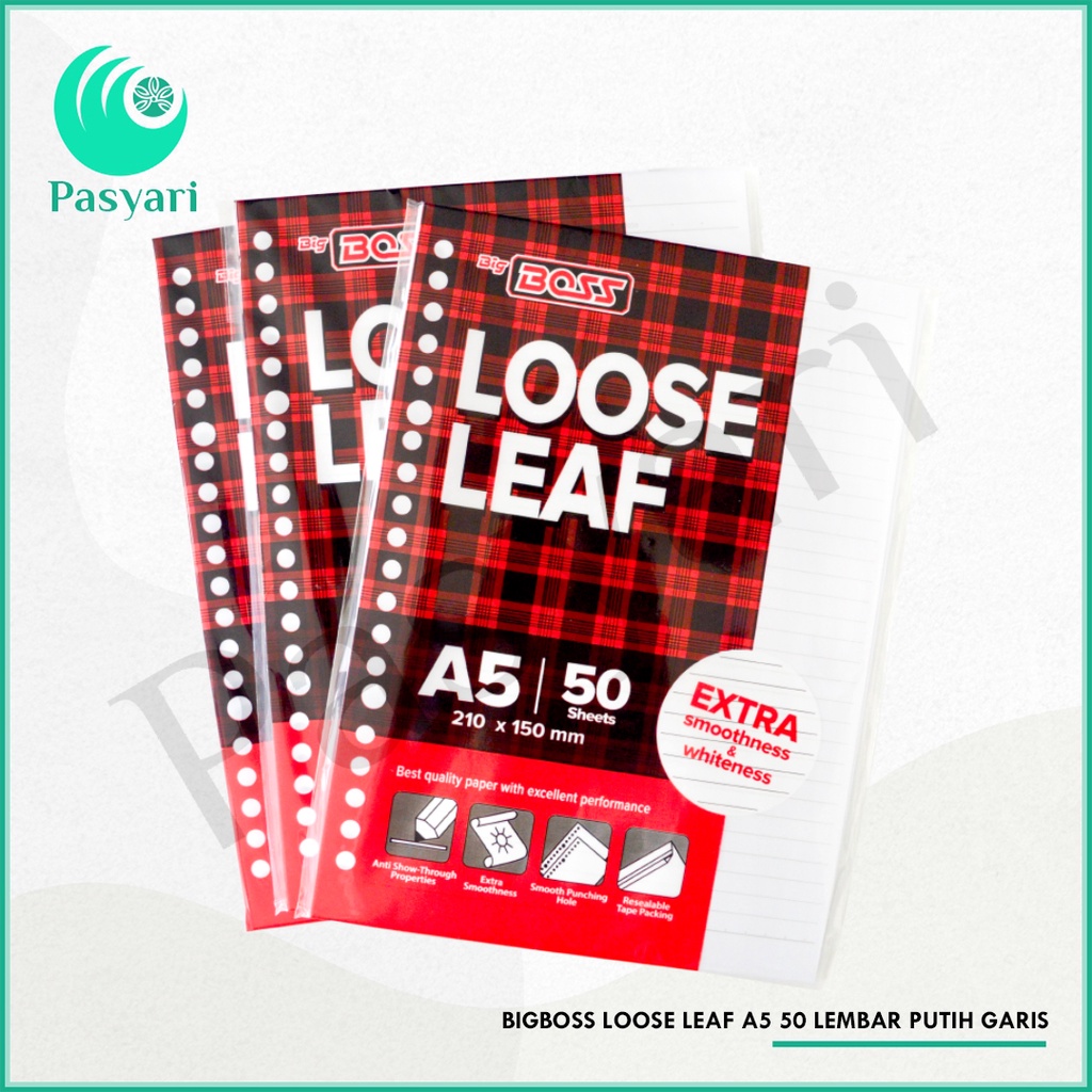 

[PUTIH BERGARIS] Bigboss Loose Leaf A5 50 Lembar Putih Garis