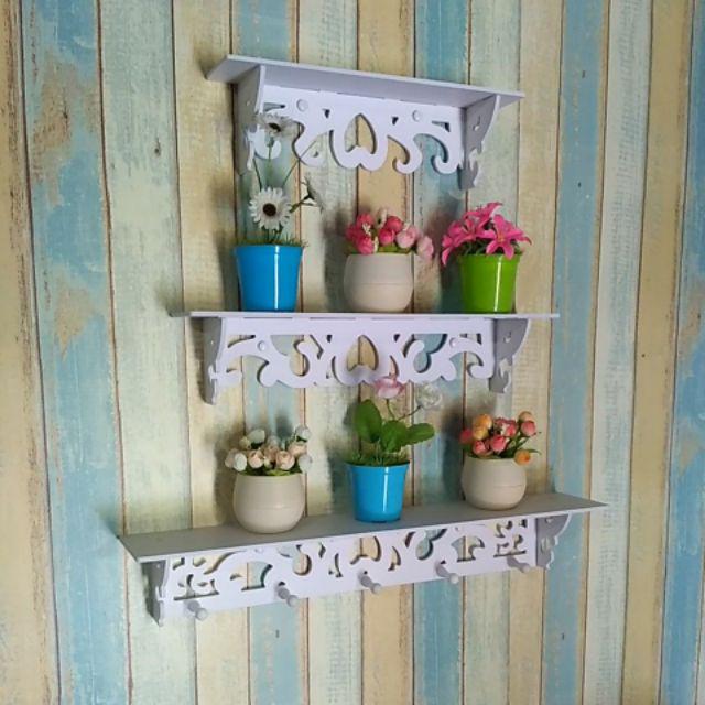 Dikirim Dari Bandung Rak Dinding Satu Set Isi 3 Pcs Rak Dinding Shabby