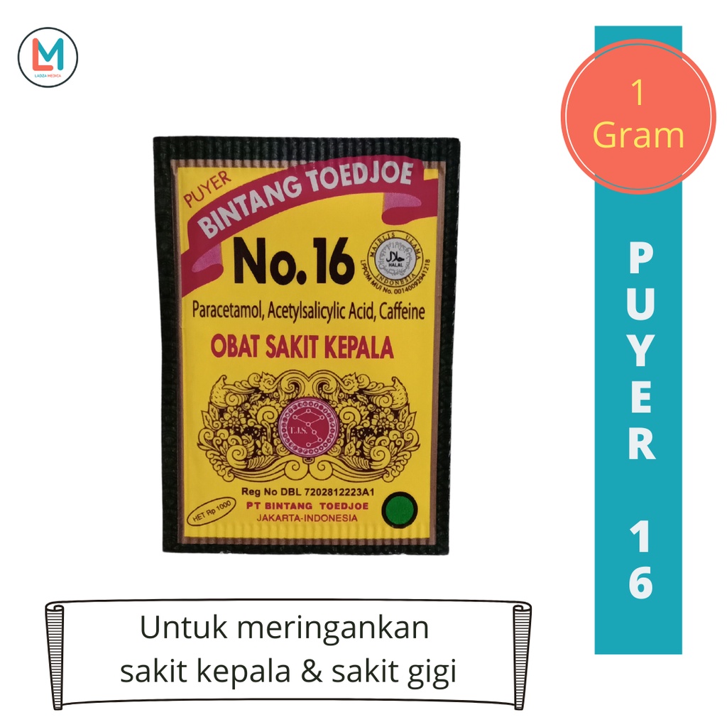 Puyer 16 Bintang 7 | 1 Sachet Isi 1 Gram | Obat Sakit Kepala & Gigi