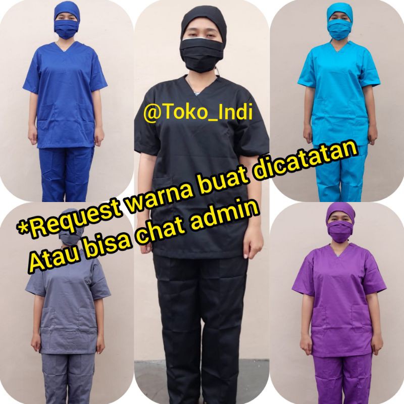 Baju OKA Lengan Pendek / Baju Jaga / Bahan American Drill / OK Bidan Perawat Dokter bisa Bordir