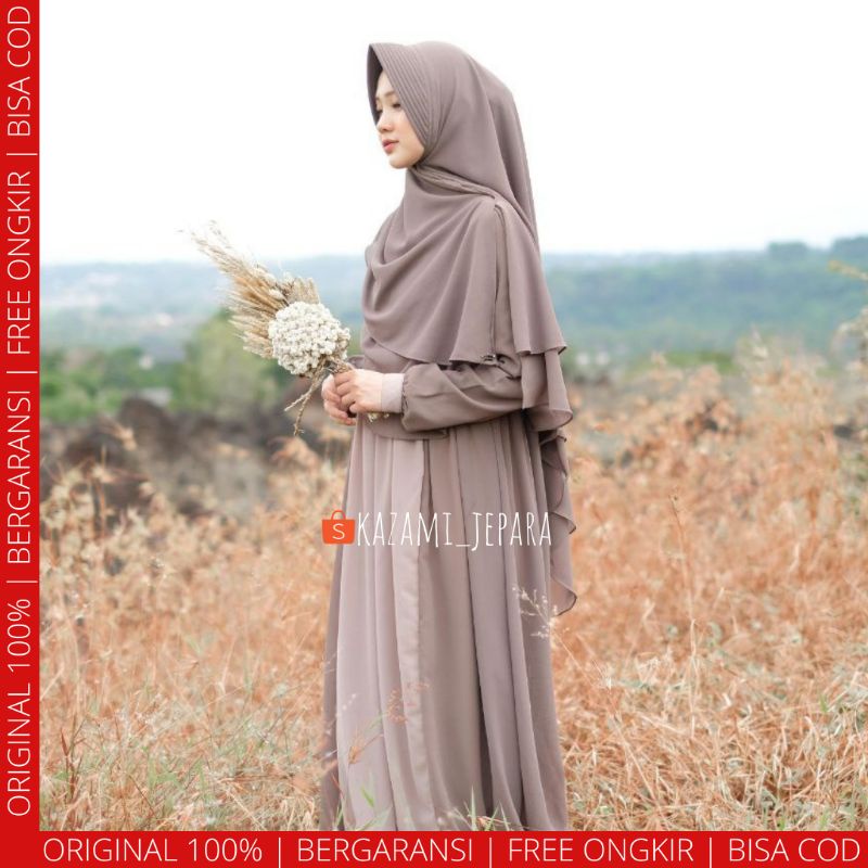 (SET KHIMAR) RUMAISYA SET/GAMIS SYAR'I/DRESS MUSLIM BAHAN CERUTI MEWAH ADEM TERLARIS BY KAZAMI STORE