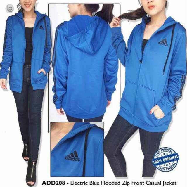 blue hooded jacket