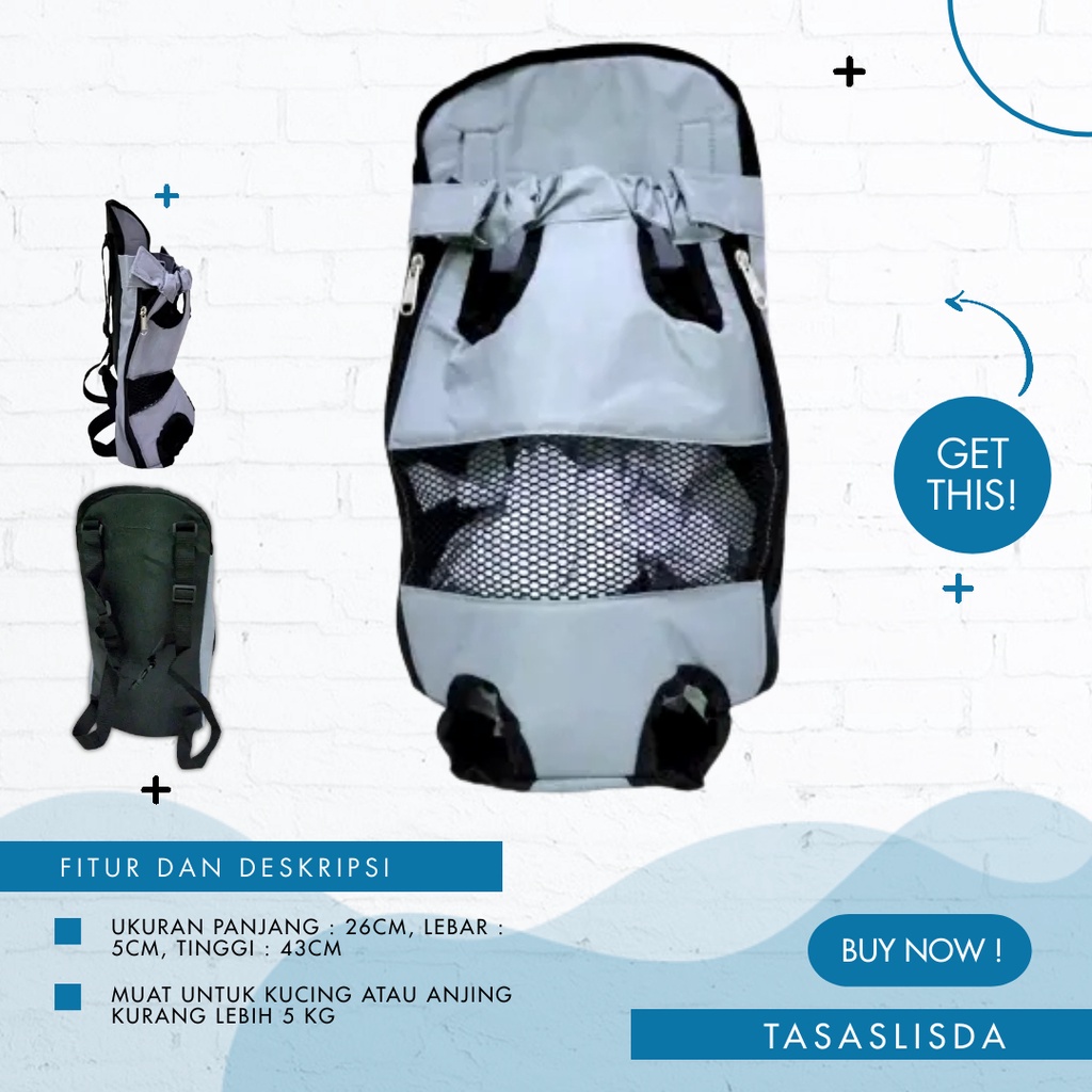 Tas Kucing Gendong Depan Belakang Gendongan Kucing Anjing