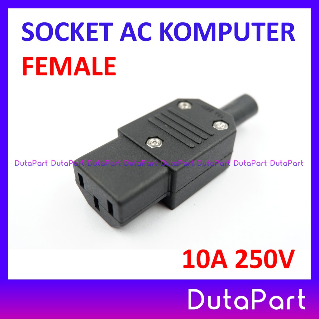 Socket AC FEMALE Komputer PC CPU Colokkan Jack Betina Power 10A 250V