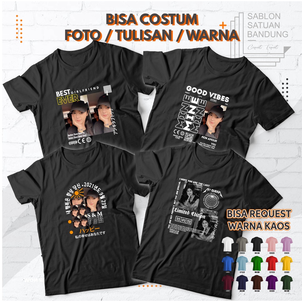 Baju Sablon Custom Foto Sendiri Kaos Sablon Foto Satuan Kaos Pria dan Wanita Distro kaos aesthetic