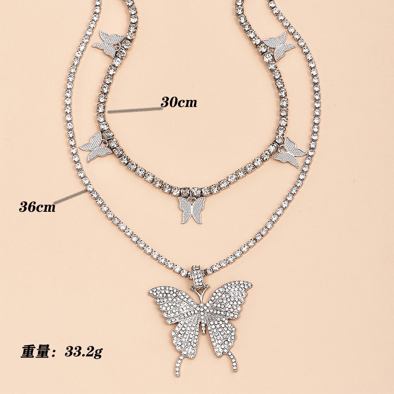 Kalung Choker Kupu-Kupu -  Necklace Double Layers Butterfly Rantai Kupu-Kupu