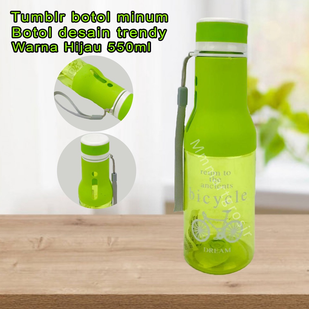 Tumblr botol minum / Botol minum / desain trendy / bening Hijau / 550ml