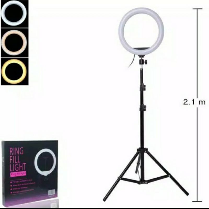 Ring light ringlight 26cm plus tripod stand 2m streaming selfie vlogging studio foto