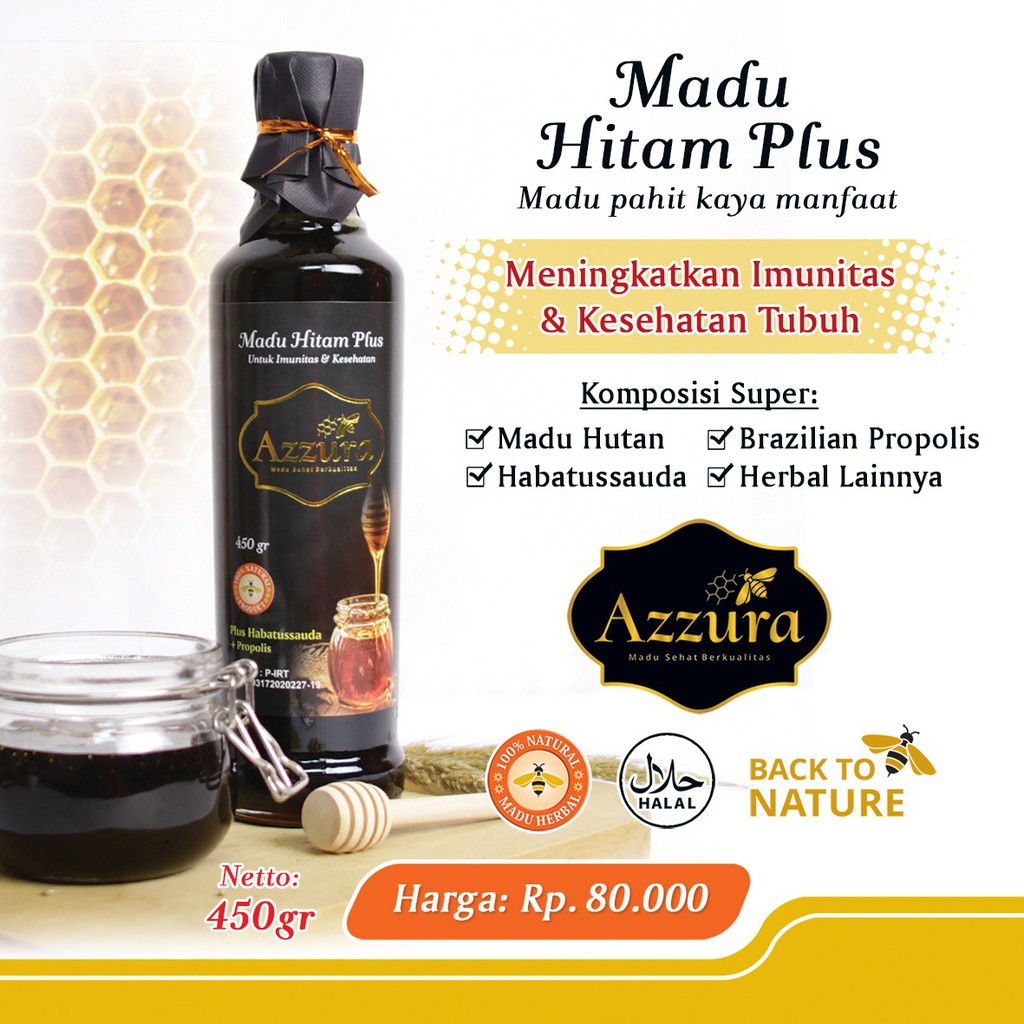 

Madu Azzura Hitam Pahit Plus Propolis Habatussauda