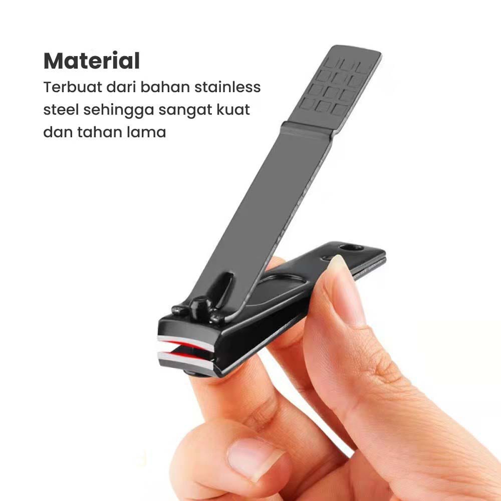 Gunting Kuku Hitam Stainless Steel Anti Slip - Alat Potong Kuku Manicure Pedicure Tajam Nail Clipper Premium F812