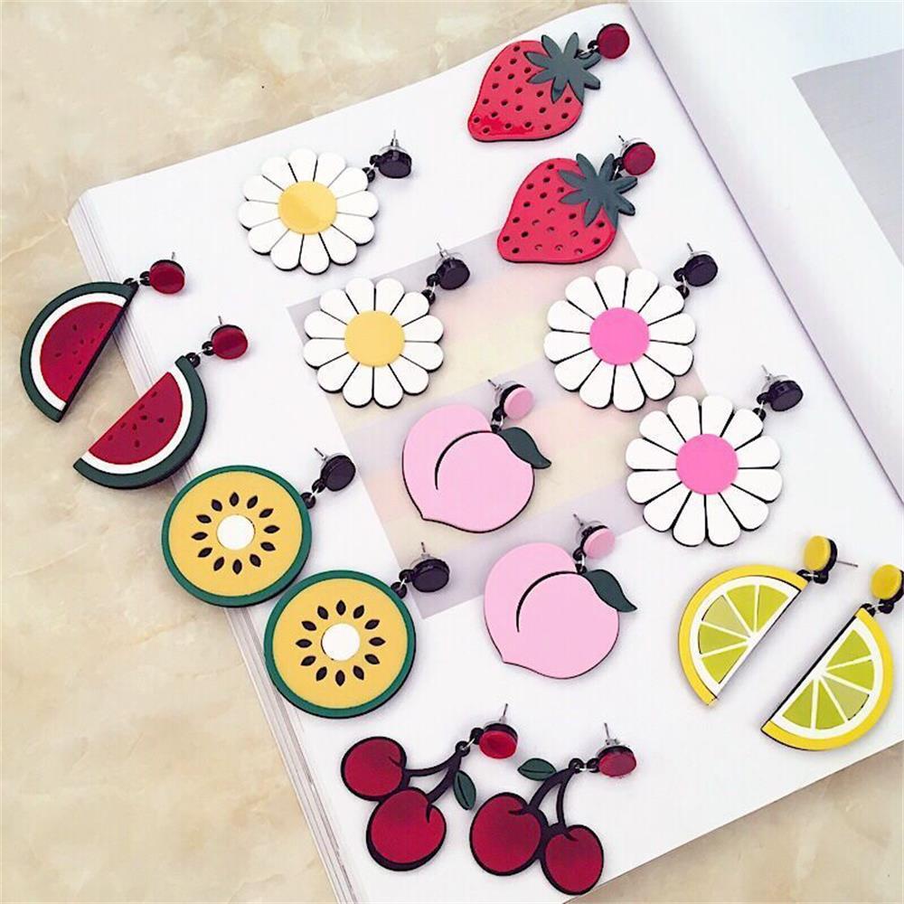 R-flower 1pasang Anting Buah Pesta Strawberry Summer Juntai