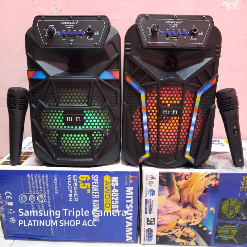 Speaker Karaoke Wireless Bonus Mic woofer 6,5inc Super Bass/Speaker Aktif Bluetooth Radio Fm Usb Aux