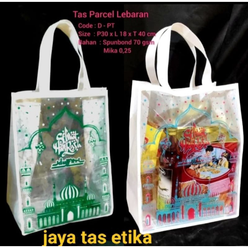 tas parcel godiebag lebaran idul Fitri cover mika spunbond