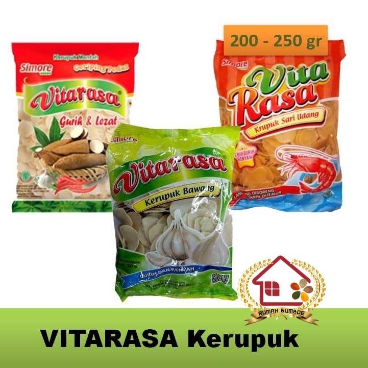 VITARASA Kerupuk Bawang Mentah 200gr Rasa Bawang Udang Ceriping Singkong Kemasan Praktis Berkualitas