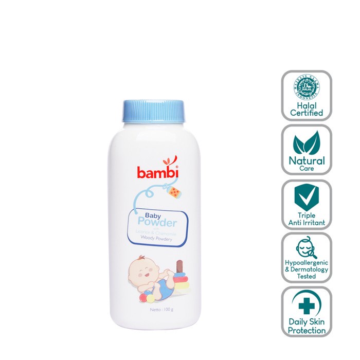 Bambi Baby Powder Woody 100gr/Bedak bayi