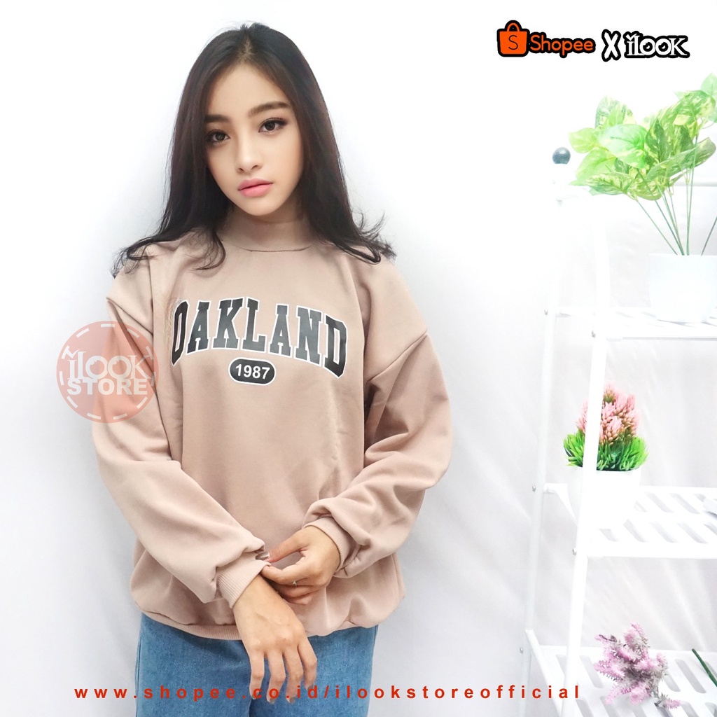 ilook | Sweater Oversize Oakland | Sweater Kekinian |Sweater Murah | Sweater Oblong Oversize Wanita