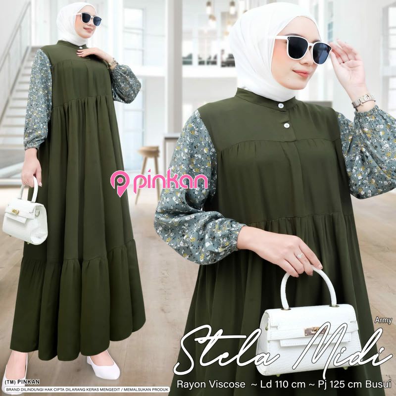 GAMIS REMAJA PEREMPUAN STELA MIDI ORI BERLABLE PINKAN