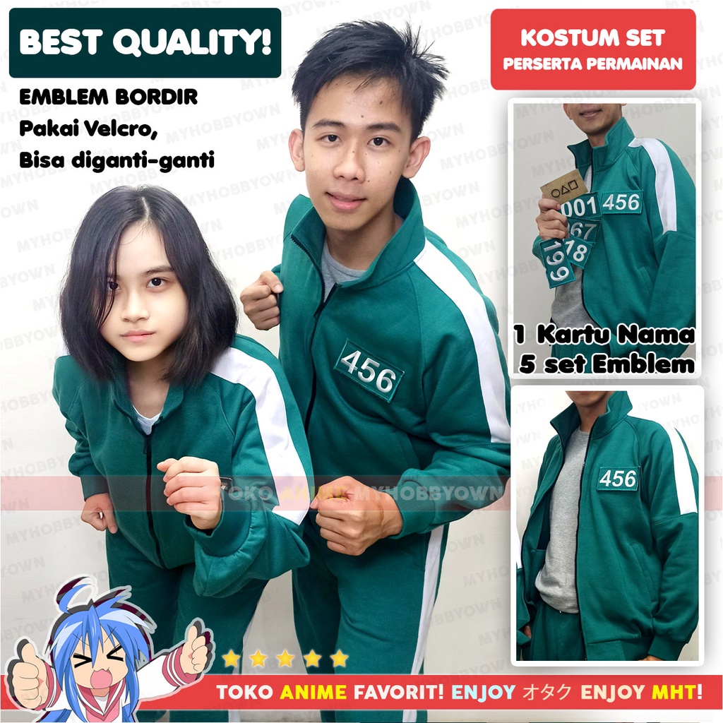 READY STOCK Jaket Squid + Celana BORDIR Premium Jersey Kostum Sport Training Cosplay K-Drama Korea