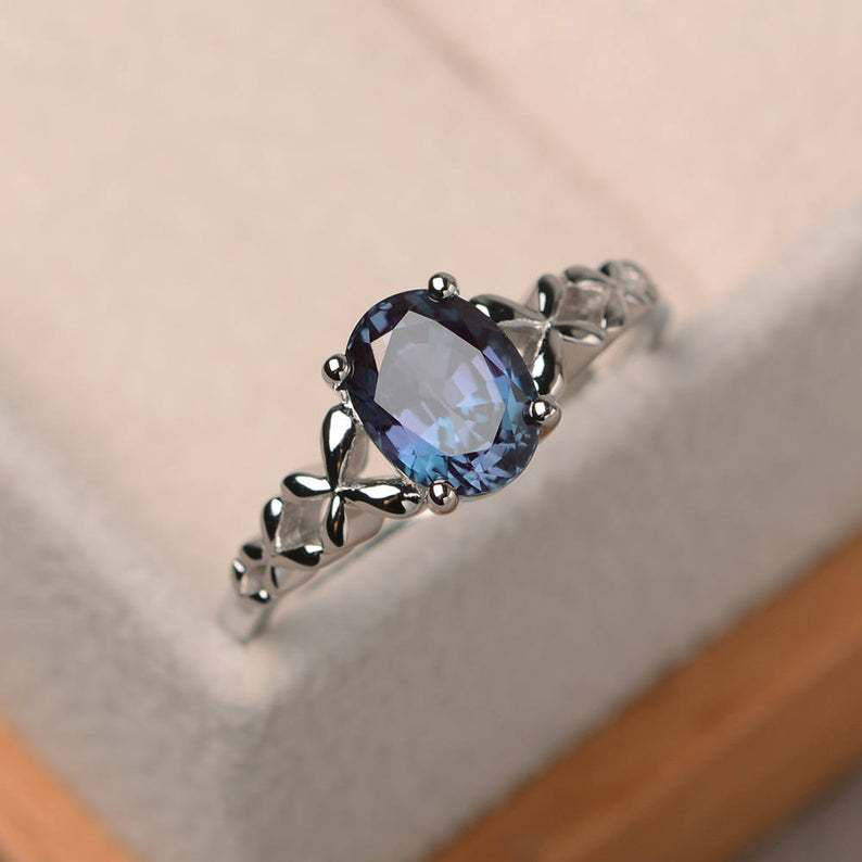 Cincin Bahan 925 Silver Aksen Zircon Warna Biru Untuk Perhiasan