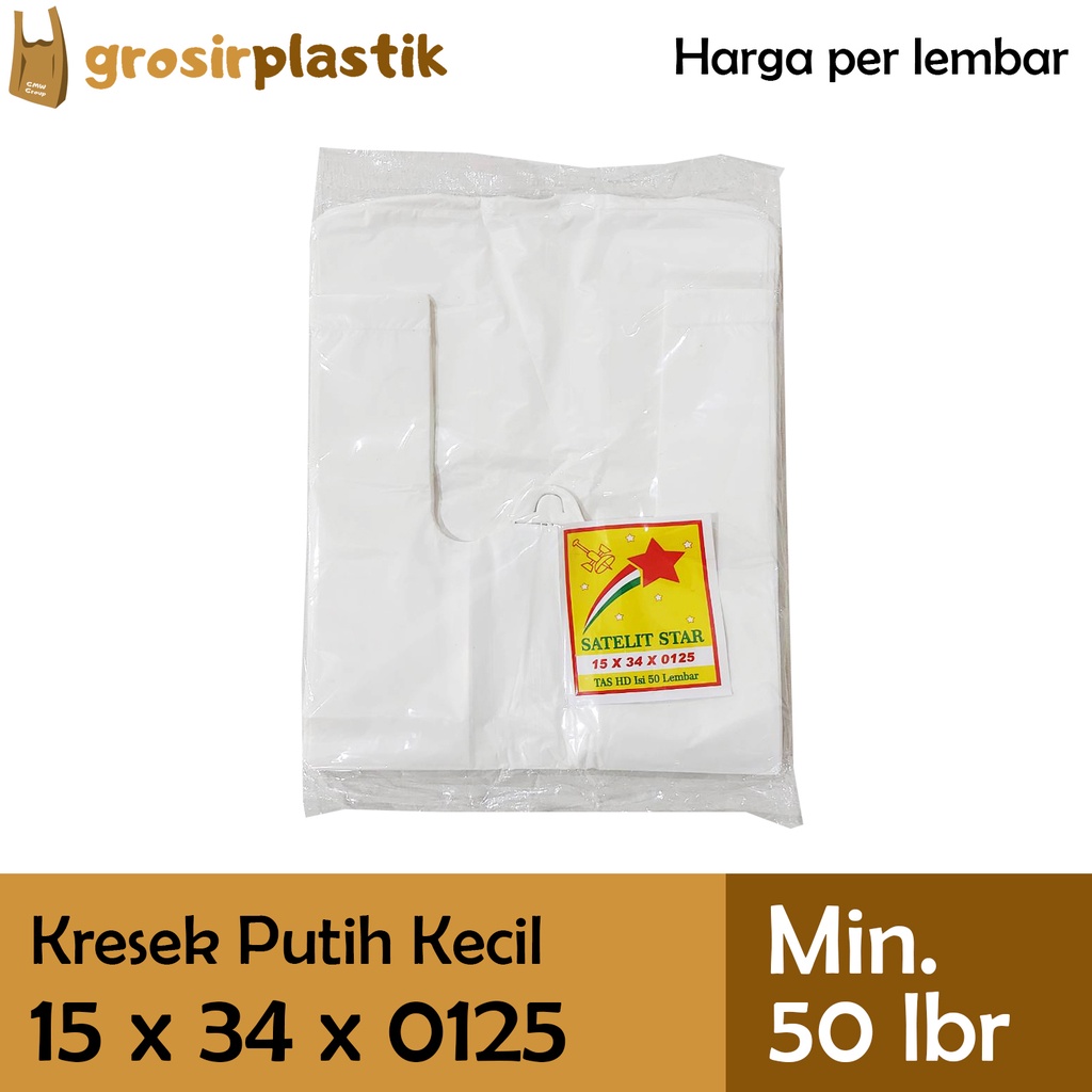 

[LBR] Grosir Plastik Kantong Kresek SATELIT STAR 15 x 34 x 0125 Putih M007
