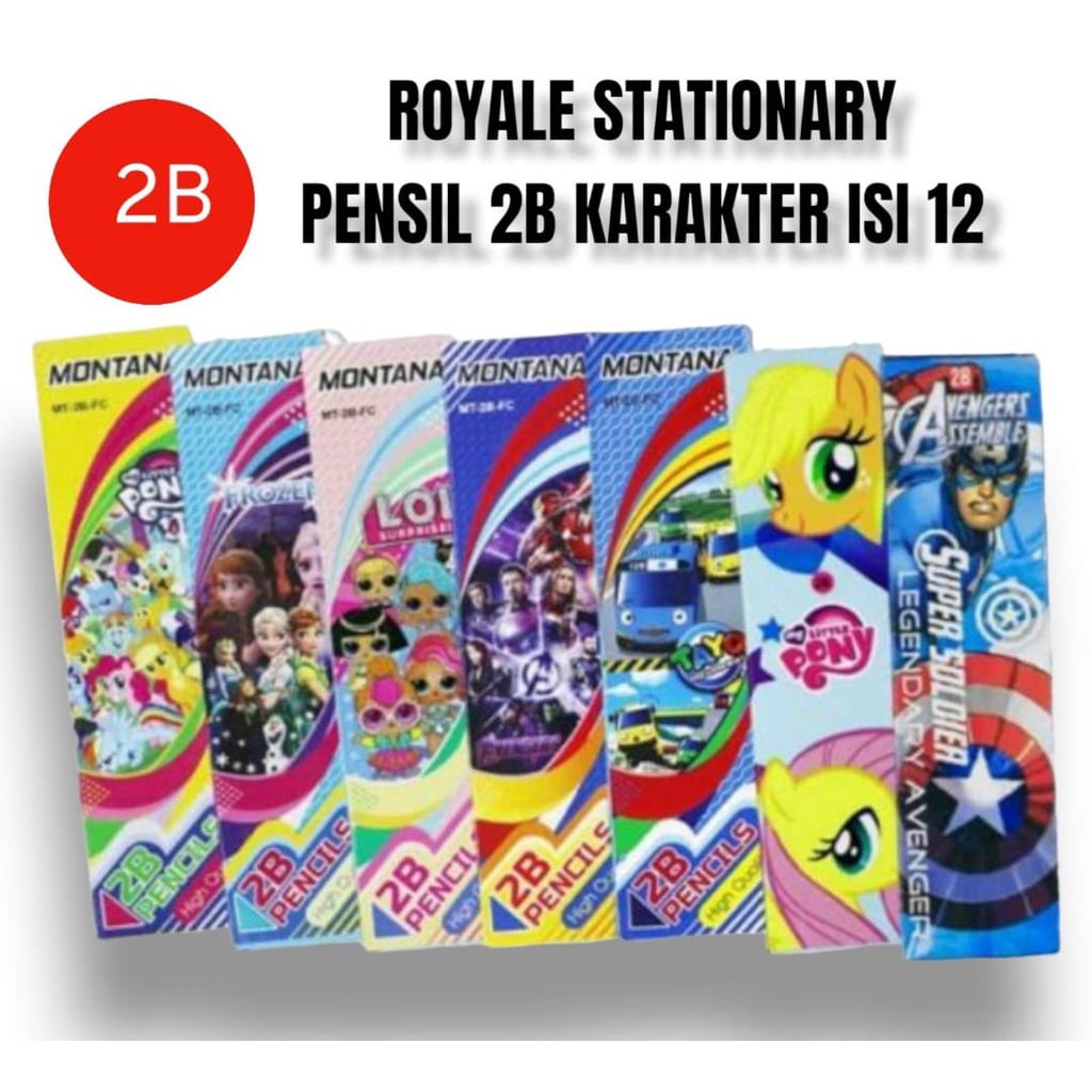 

ROYALE STATIONARY - PENSIL 2B KARAKTER KARTUN ISI 12 PENSIL. MURAH
