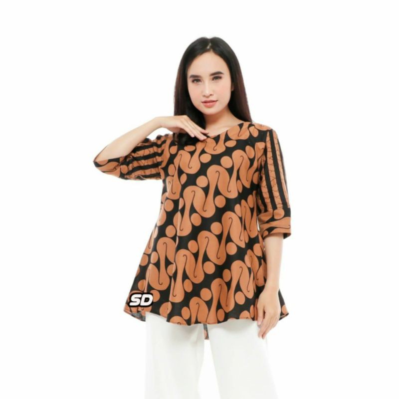 tey-17 Batik wanita ASJ SA HRB026 Kenongo Kemeja Tosca Pendek-11