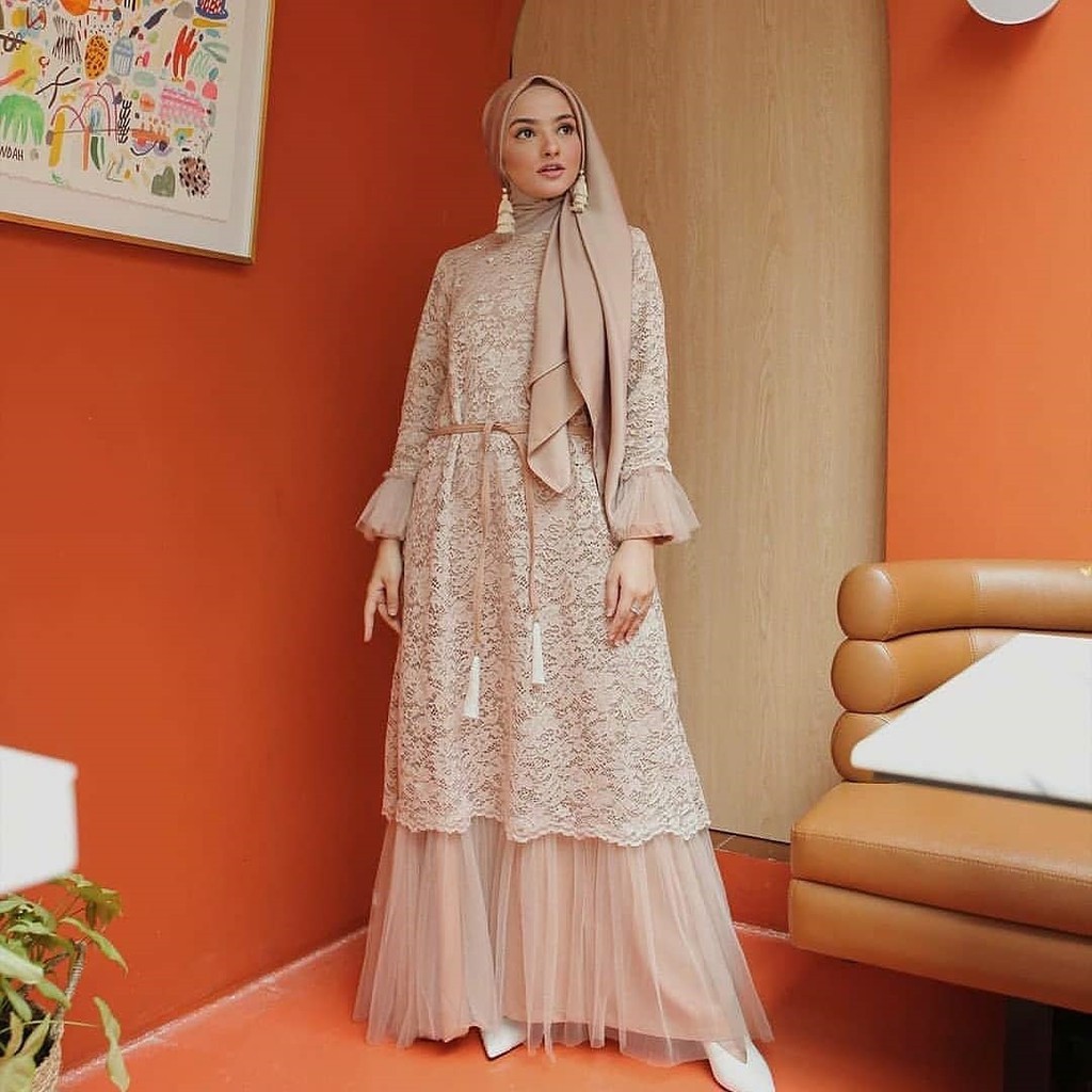  COD  BIG SALE Humaira Dress | Agnia Maxi Brokat | Gamis ...