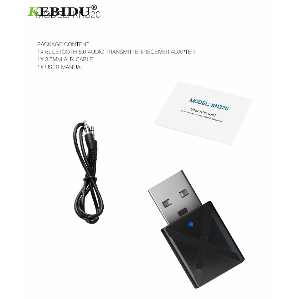 KEBIDU 2 in 1 USB Dongle HiFi Audio Bluetooth Transmitter &amp; Receiver - KN320